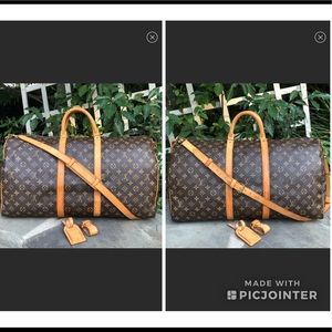 LV Keepall Bandouliere 55 w/ Straps & Accessories
